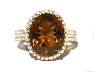 Honey Tourmaline & Diamond 14K Ring