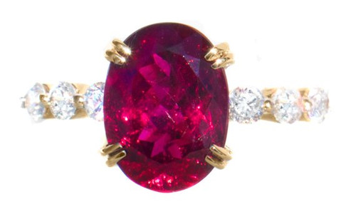 2.6 ct. Rubellite Tourmaline & Diamond 18K Ring