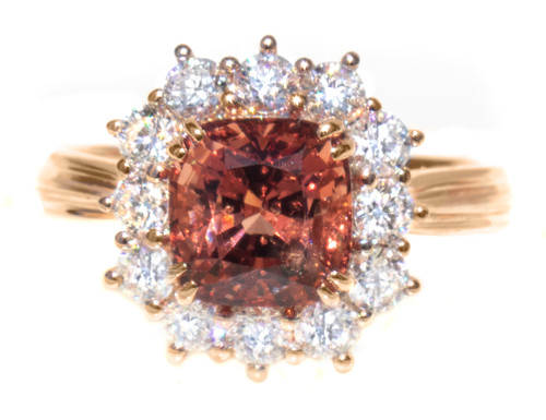Rare Padparadscha Spinel and Diamond Ring