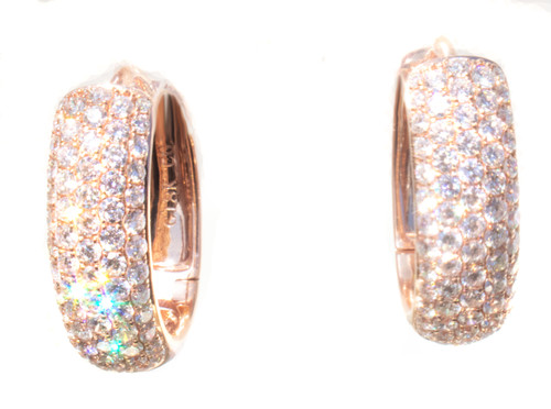 Sparkling Diamond 18K Rose Gold Hoop Earrings