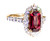 Rare Cherry Red Spinel & Diamond 18K Ring