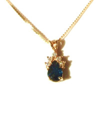Natural Sapphire & Diamond Pendant 14K
