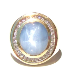 Ceylon Blue Star Sapphire & Diamond Ring