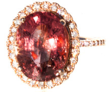 Rubellite Tourmaline & Diamond Designer 14K Ring