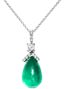 Emerald & Diamond 18K Gold Pendant