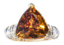 Yellow Honey Zircon & Diamond Ring