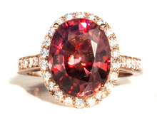 Oval Deep Rose Zircon & Diamond Ring
