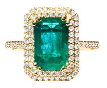 Emerald and Diamond 18K Yellow Gold Ring
