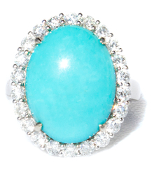Large Sleeping Beauty Turquoise & Diamond 14K Ring