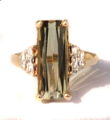 6 ct Sage Green Tourmaline & Diamond Ring