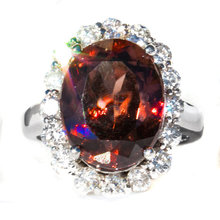 11 ct Cognac Zircon & Diamond Ring