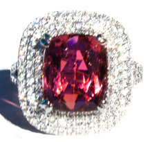 Padparadscha Rubellite Tourmaline & Diamond 18K Ring