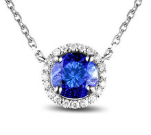 Tanzanite and Diamond Pendant in 18K Gold with Chain