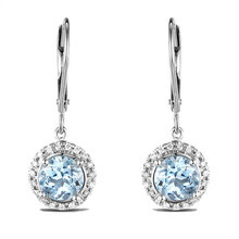 Aquamarine & Diamond Dangle Earrings