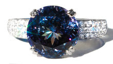 Round Tanzanite & Diamond 18k Ring
