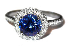 Round Tanzanite & Diamond 18K White Gold Ring