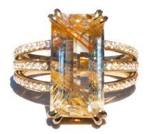 Rutilated Topaz & Diamond Ring