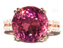 Pink Tourmaline & Diamond 18k Gold Ring