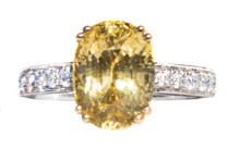 Unheated Yellow Sapphire & Diamond 18K Ring