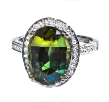 Natural 4 Color Zoned Sapphire & Diamond Ring 